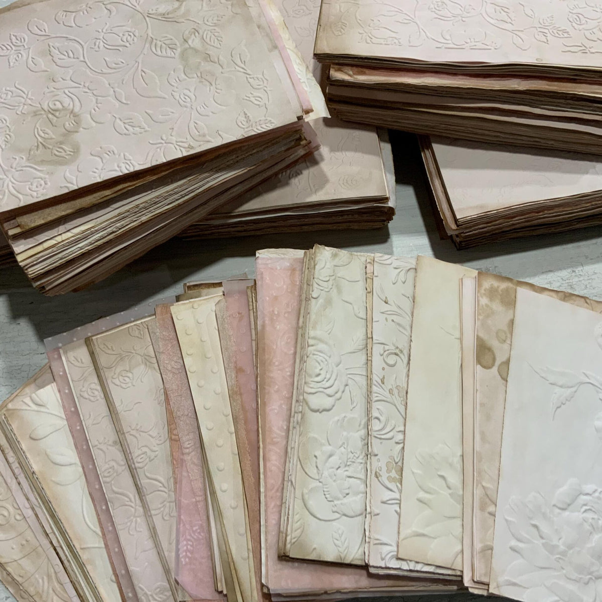 Embost Paper Embossed Paper Pack - Pink & Coffee stained papers – Odulcina